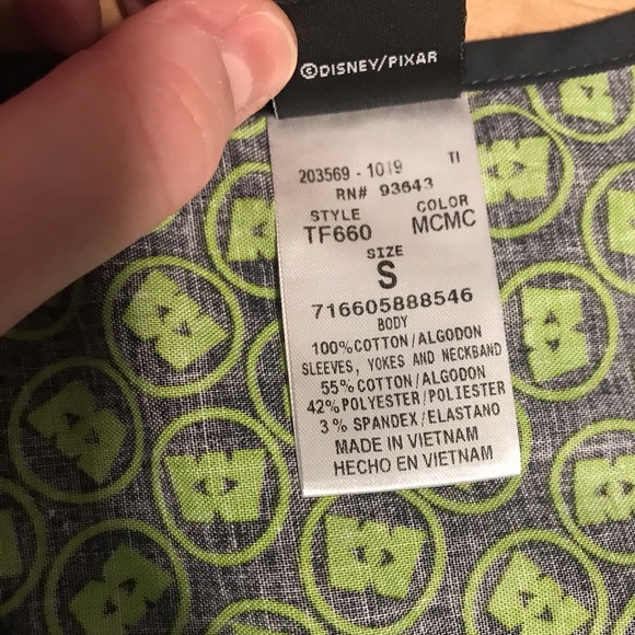 Disney Pixar Monsters Inc. Scrub Top - Picture 6 of 6